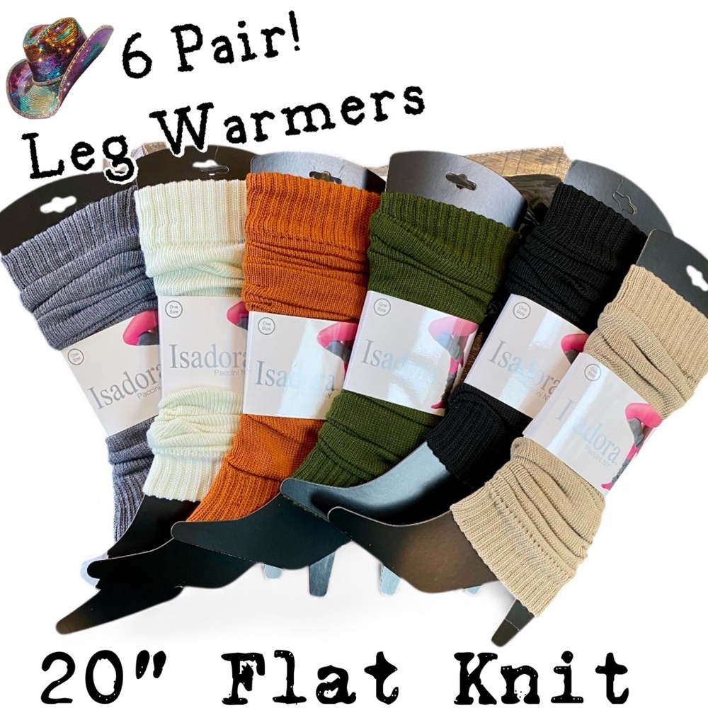 🍂6 Pair Flat Knit 20” Leg Warmers